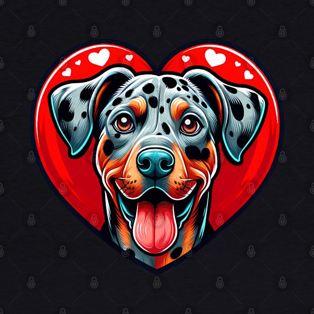 Catahoula Leopard Dog Puppy Cute Red Heart by Sports Stars ⭐⭐⭐⭐⭐